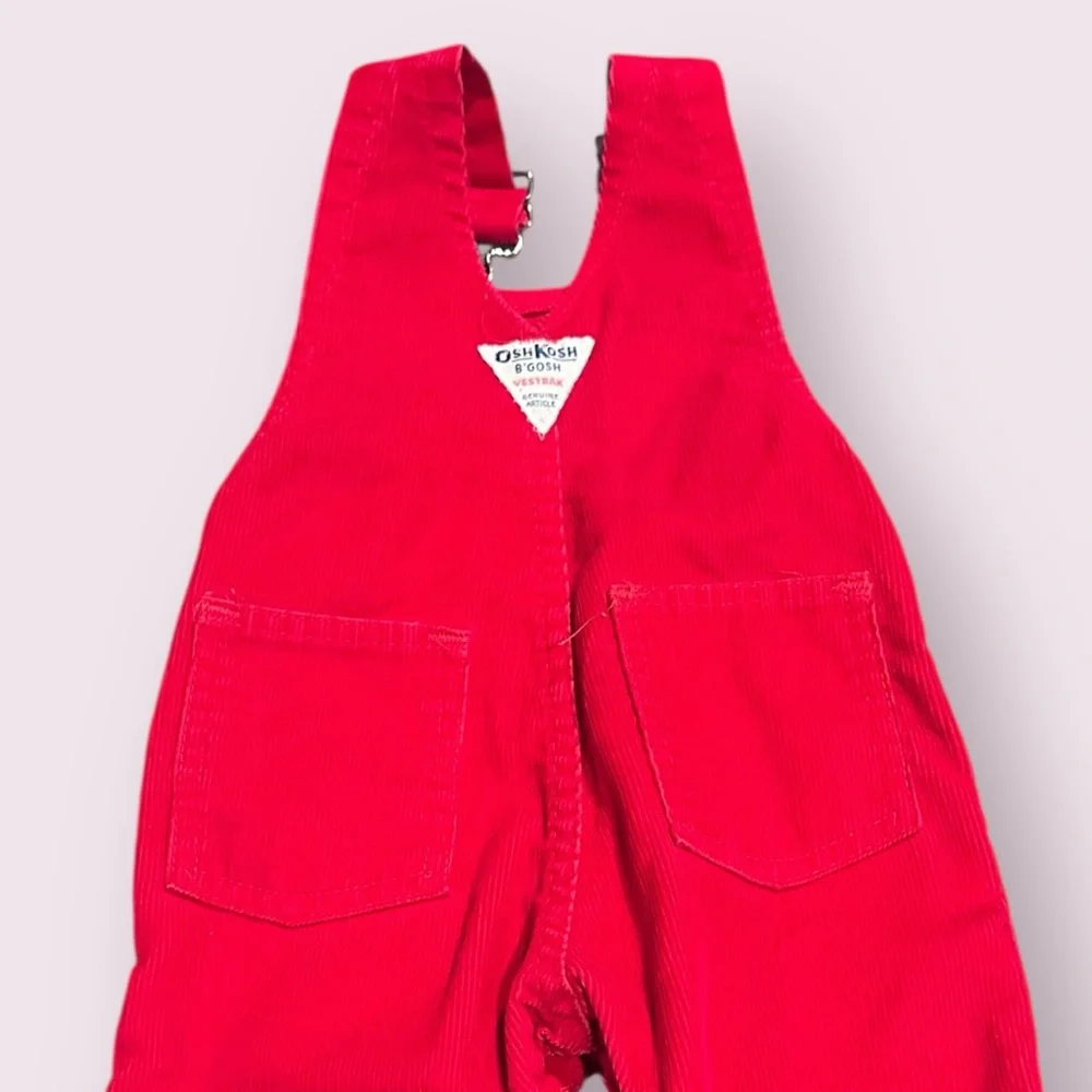 Vintage Baby OshKosh B'gosh Red Corduroy Overalls W/Christmas Socks NWT